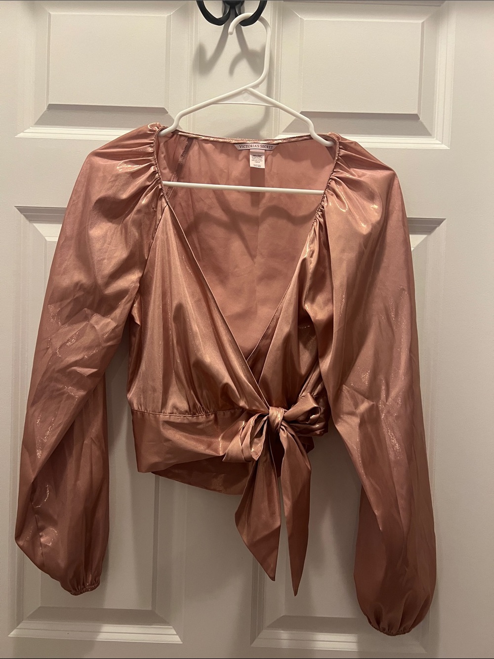 Victoria's Secret Metallic Rose Wrap Tie Blouse